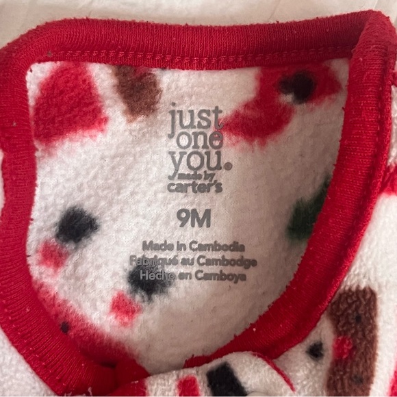 My First Christmas Carters One Piece Footies Christmas Tree Santa Size 9 Months - Picture 3 of 3